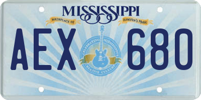 MS license plate AEX680