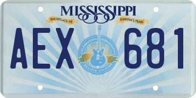 MS license plate AEX681