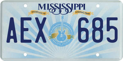 MS license plate AEX685