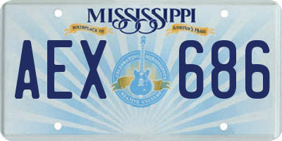 MS license plate AEX686