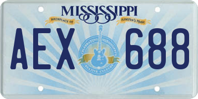 MS license plate AEX688