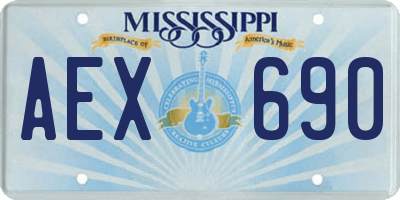 MS license plate AEX690