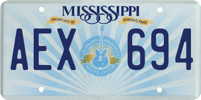 MS license plate AEX694