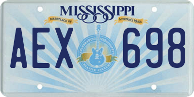 MS license plate AEX698