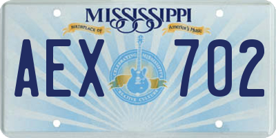 MS license plate AEX702