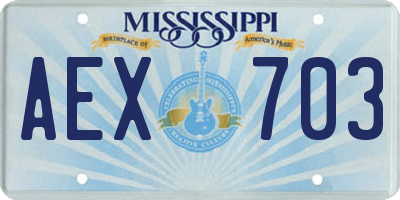 MS license plate AEX703
