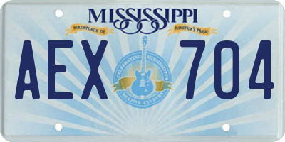 MS license plate AEX704
