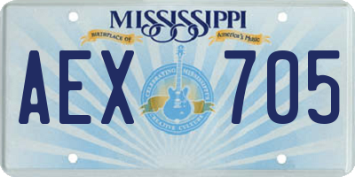 MS license plate AEX705