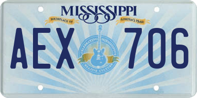 MS license plate AEX706