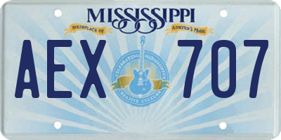 MS license plate AEX707