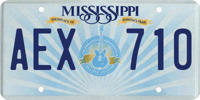MS license plate AEX710