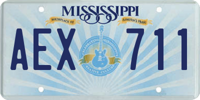 MS license plate AEX711