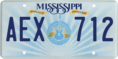 MS license plate AEX712