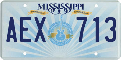 MS license plate AEX713