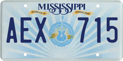 MS license plate AEX715