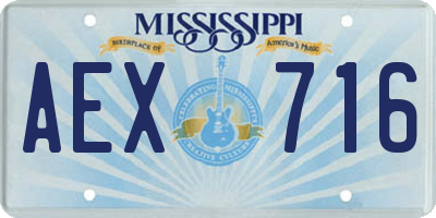 MS license plate AEX716