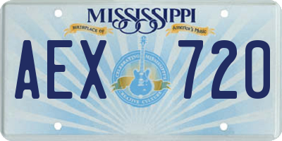 MS license plate AEX720