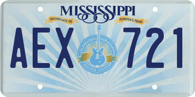 MS license plate AEX721