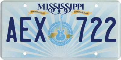 MS license plate AEX722