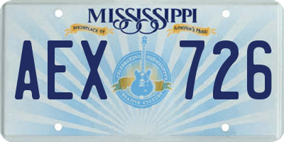 MS license plate AEX726