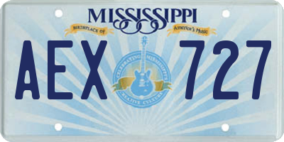 MS license plate AEX727
