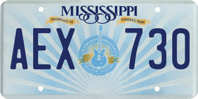 MS license plate AEX730
