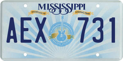 MS license plate AEX731
