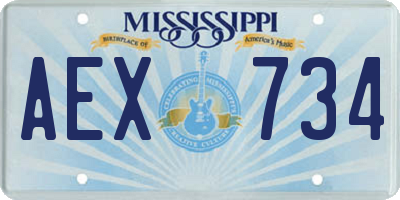 MS license plate AEX734