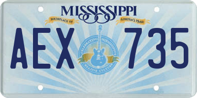 MS license plate AEX735