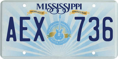 MS license plate AEX736