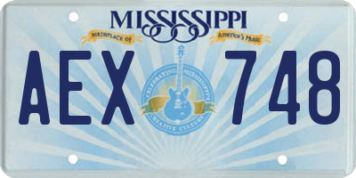 MS license plate AEX748