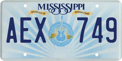 MS license plate AEX749