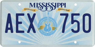 MS license plate AEX750