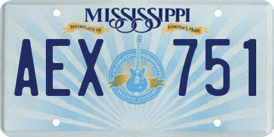 MS license plate AEX751