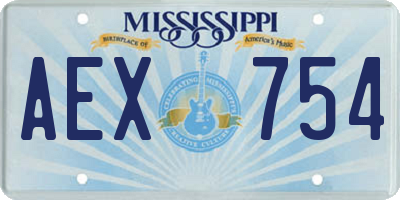 MS license plate AEX754