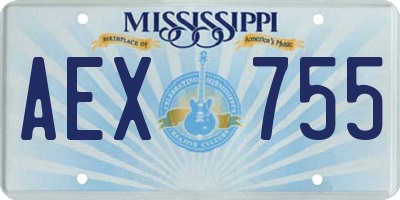 MS license plate AEX755