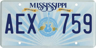 MS license plate AEX759
