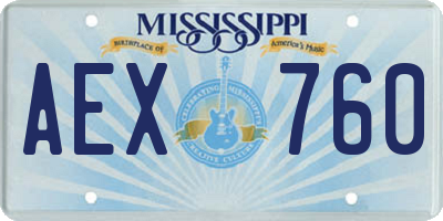 MS license plate AEX760