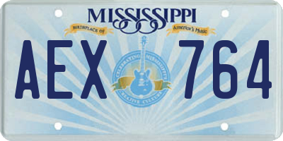 MS license plate AEX764