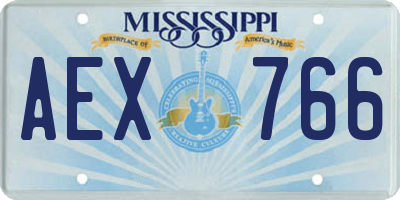 MS license plate AEX766