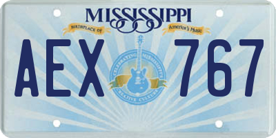 MS license plate AEX767