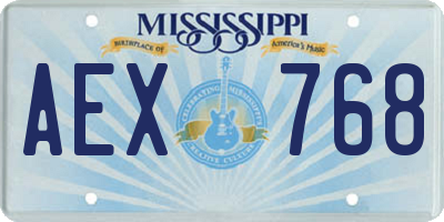 MS license plate AEX768