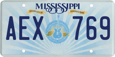 MS license plate AEX769