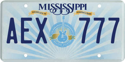 MS license plate AEX777