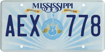 MS license plate AEX778