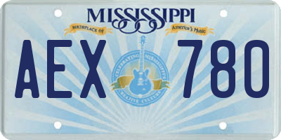 MS license plate AEX780