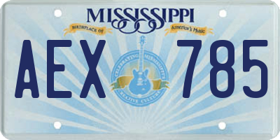 MS license plate AEX785
