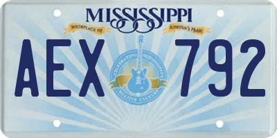 MS license plate AEX792