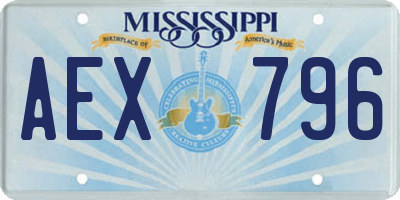 MS license plate AEX796