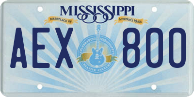 MS license plate AEX800